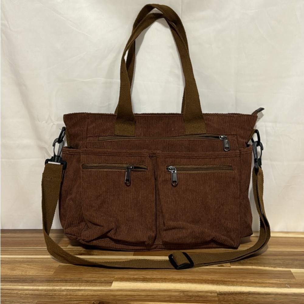 Brown Corduroy Tote Bag
